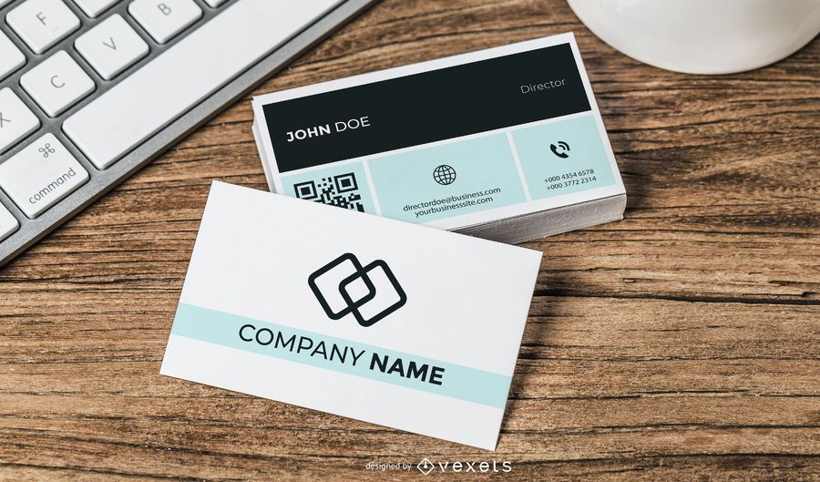 Tarjeta de visita simplista con código QR Tarjeta de visita simplista con código QR