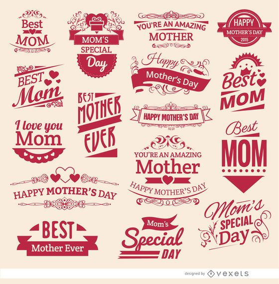 16 Mother’s Day vintage badges 16 Mother’s Day vintage badges