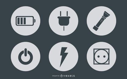 Círculos simplistas de ícones de energia e potência Círculos simplistas de ícones de energia e potência