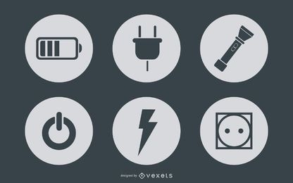 Simplistic Energy & Power Icon Circles