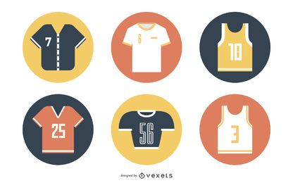 Colorful Jersey & Sportswear Icon Set Colorful Jersey & Sportswear Icon Set