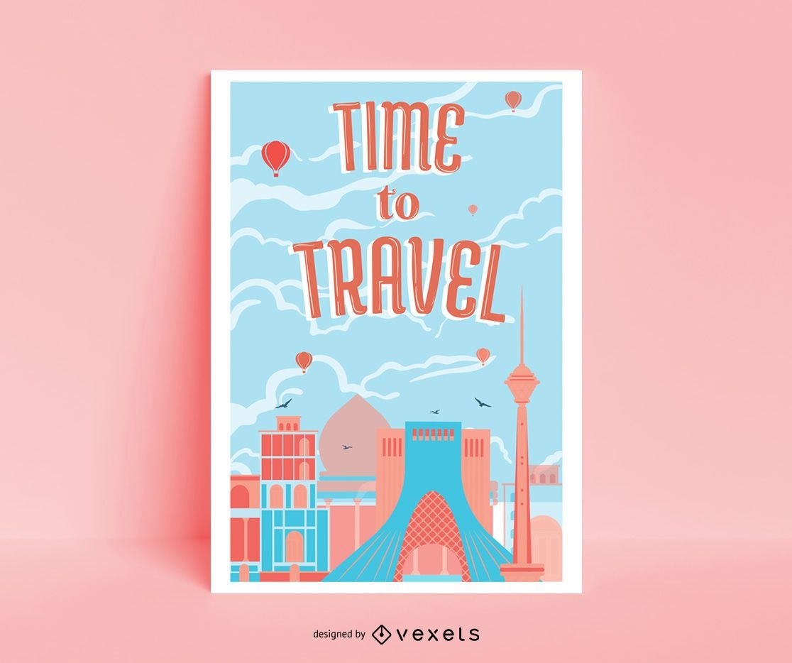 Hora de viajar design de cartaz
