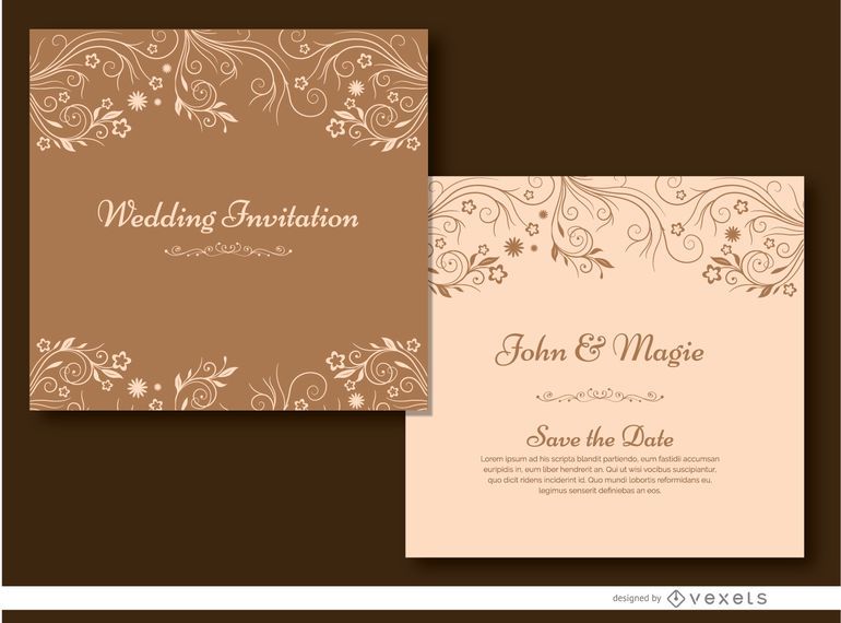 Brown floral wedding invitation Brown floral wedding invitation