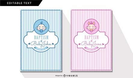 Cartões de convite de batismo fofos