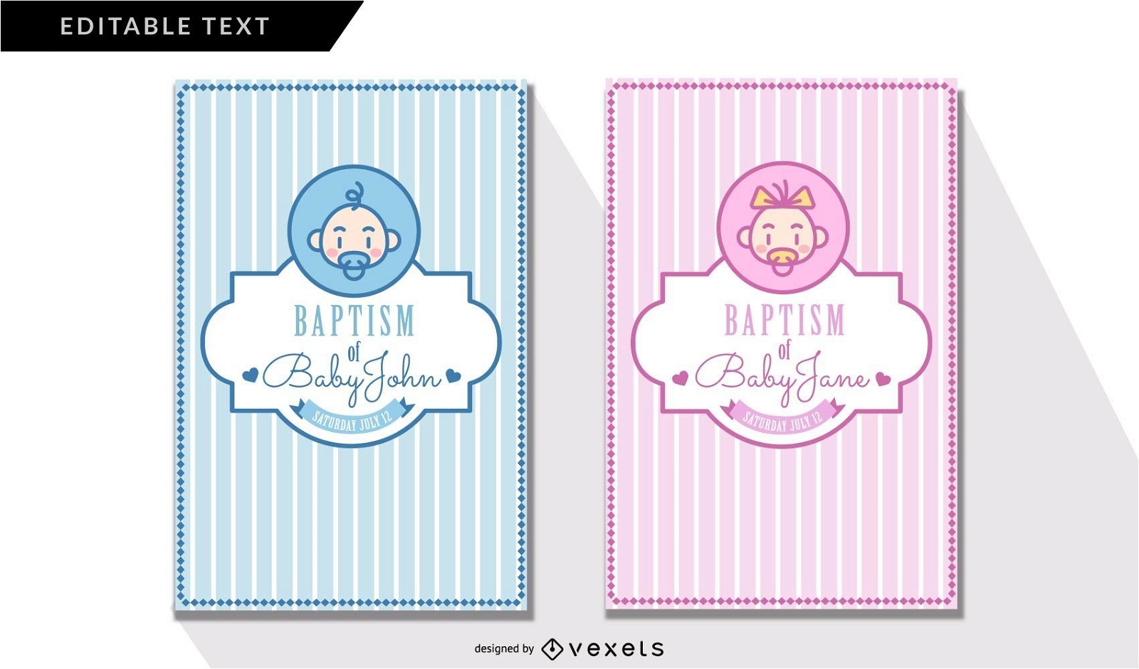 Cute Baptism Invitation Cards