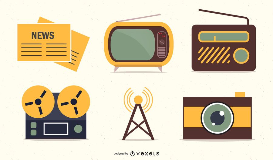 Media & Publishing Retro Icon Set Media & Publishing Retro Icon Set