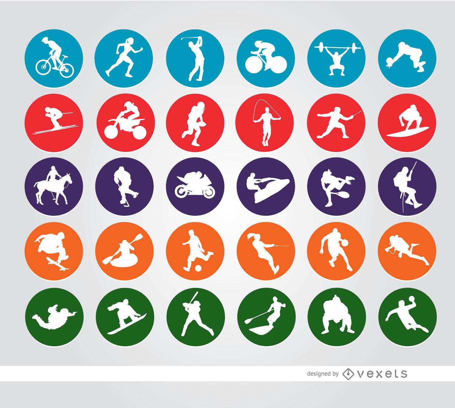 30 Sport circle icons