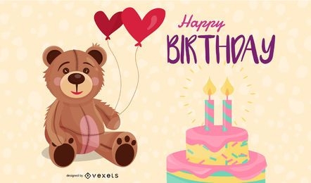 Cute Teddy Bear Birthday Card