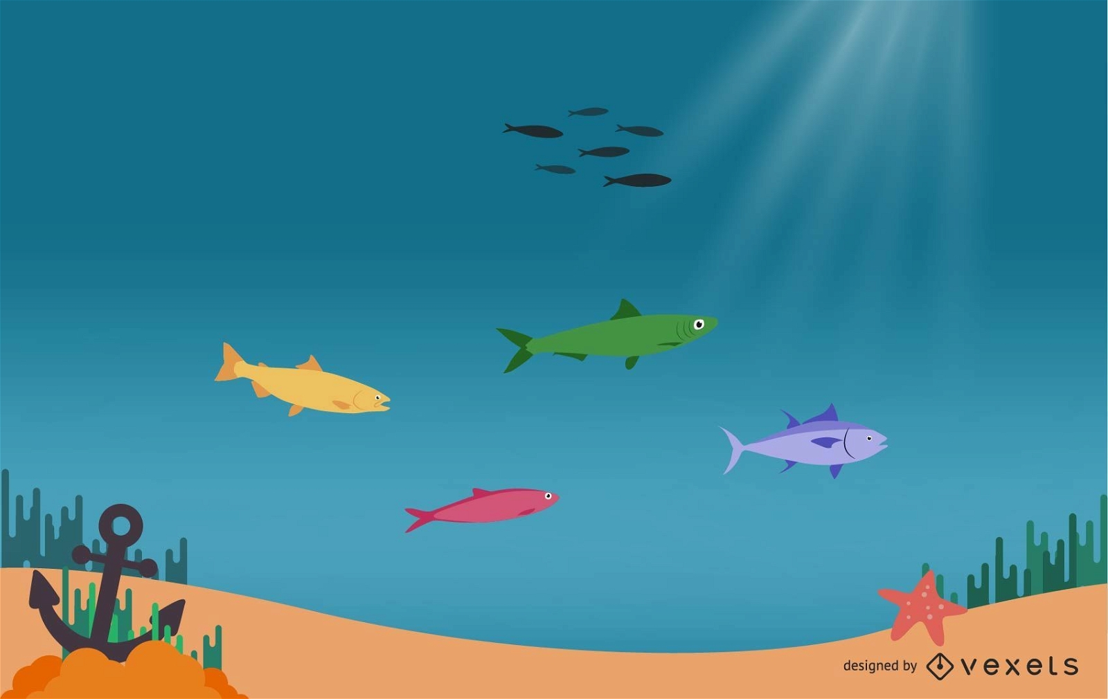 Beautiful Underwater World Cartoon Vector Download