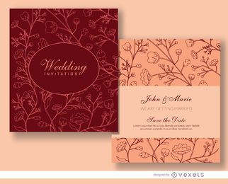 Floral Marriage Invitation Template Vector Download