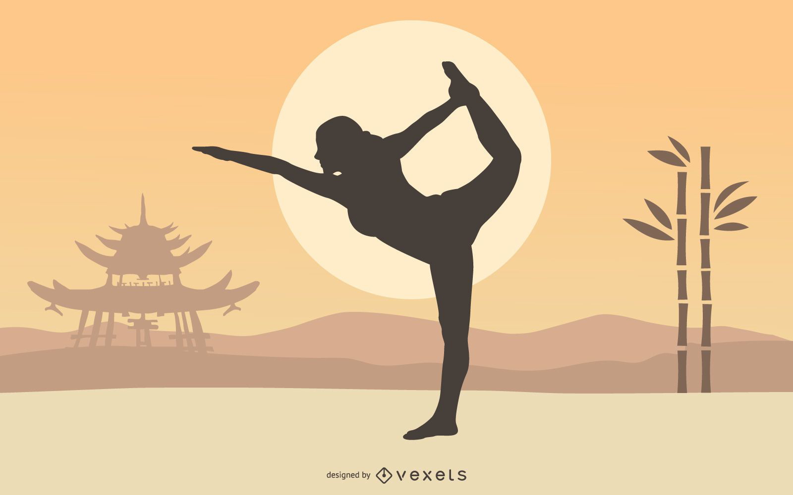 Mujer practica yoga jard?n zen