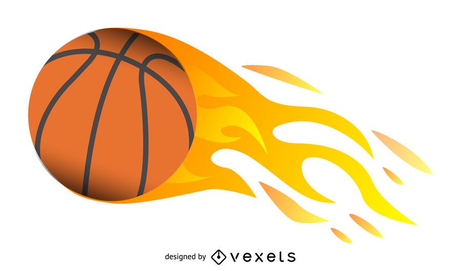 Realistic Basketball on Fire Vector download