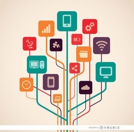 Computer technology icons tree