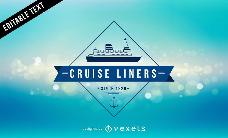 Cruise Liner Label Ocean Background Cruise Liner Label Ocean Background