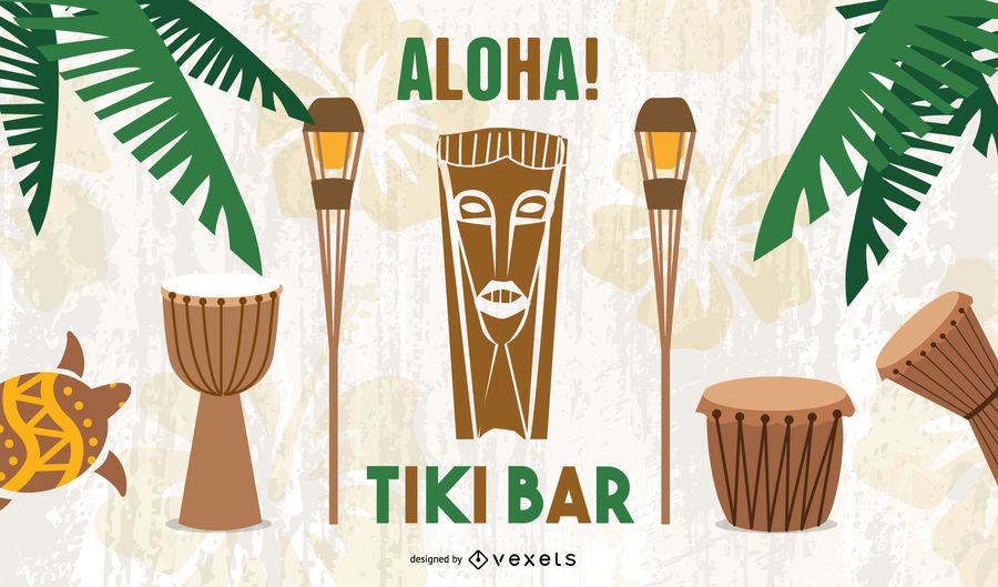 Cartaz retro da barra de Tiki Aloha Cartaz retro da barra de Tiki Aloha