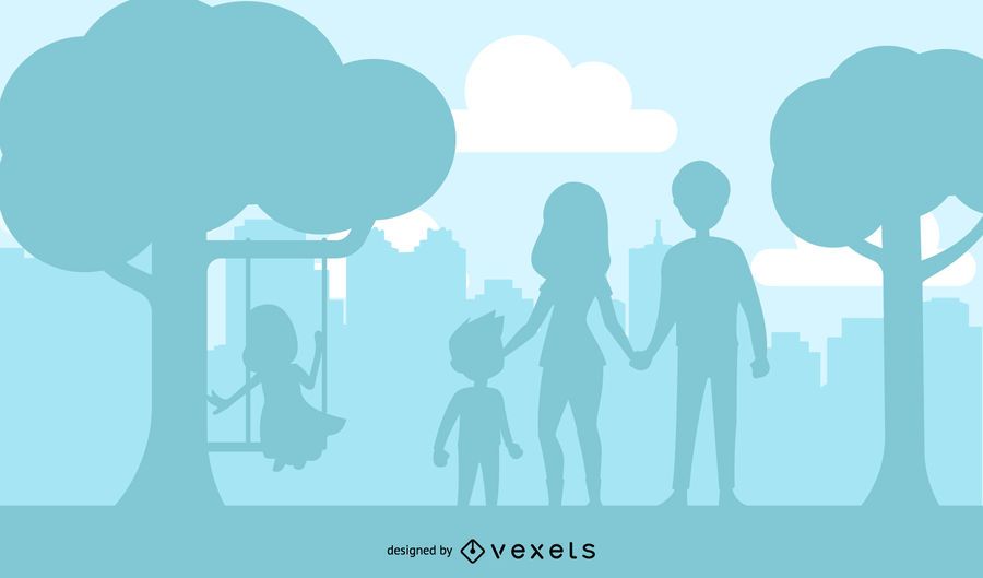Outdoor Park Kids Playing Silhouette Outdoor Park Kids Playing Silhouette