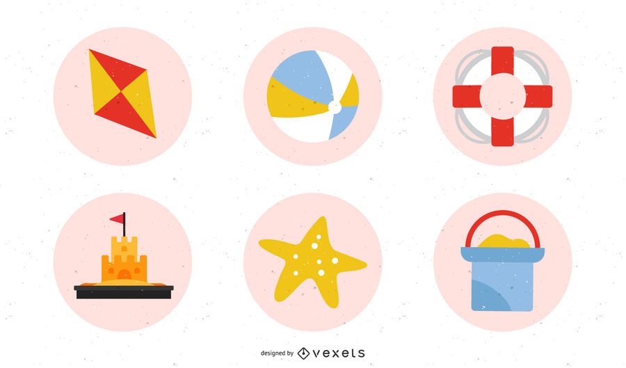 Summer Beach Retro Icon Set Summer Beach Retro Icon Set