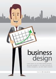 Businessman showing graph skyline Businessman showing graph skyline