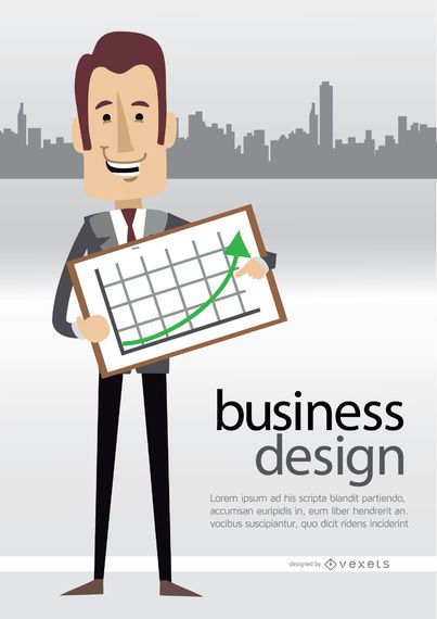 Businessman showing graph skyline Businessman showing graph skyline