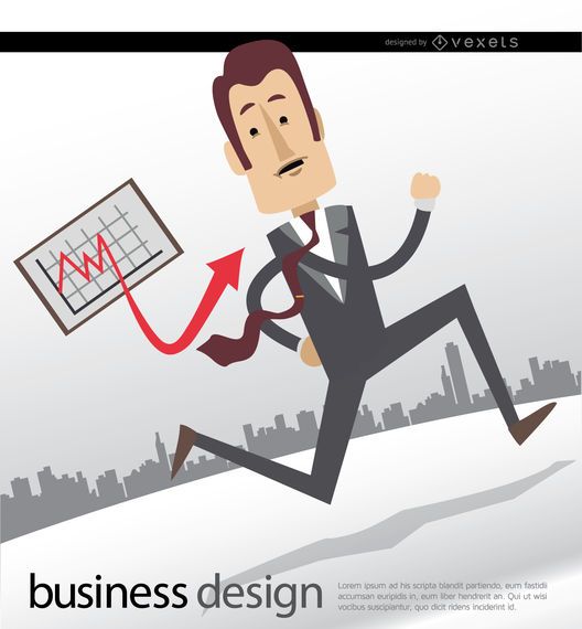 Businessman running graph skyline Businessman running graph skyline