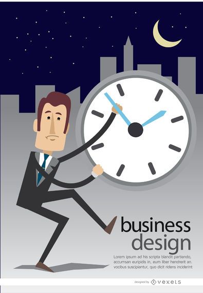 Businessman clock late night Businessman clock late night