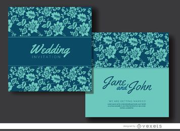Convite de casamento floral azul