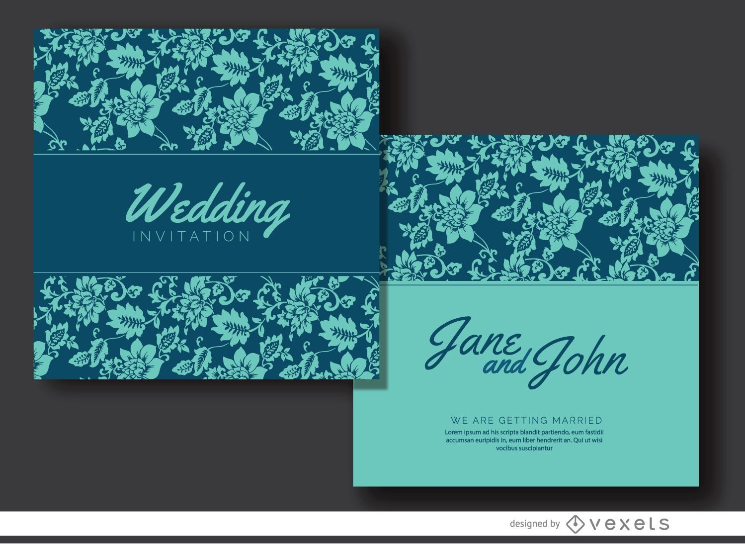 Blue floral marriage invitation