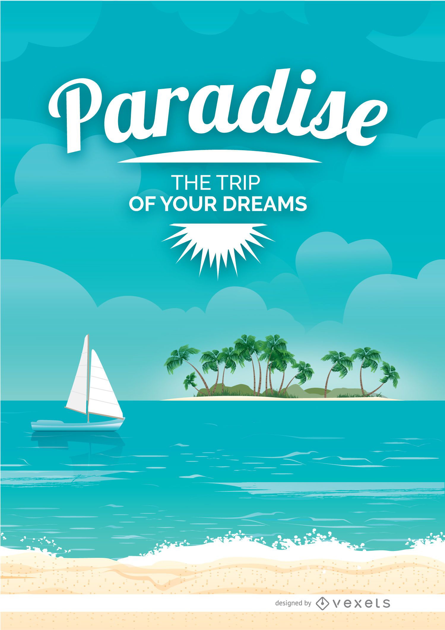 Paradise Beach Vacations Poster Vector Download 