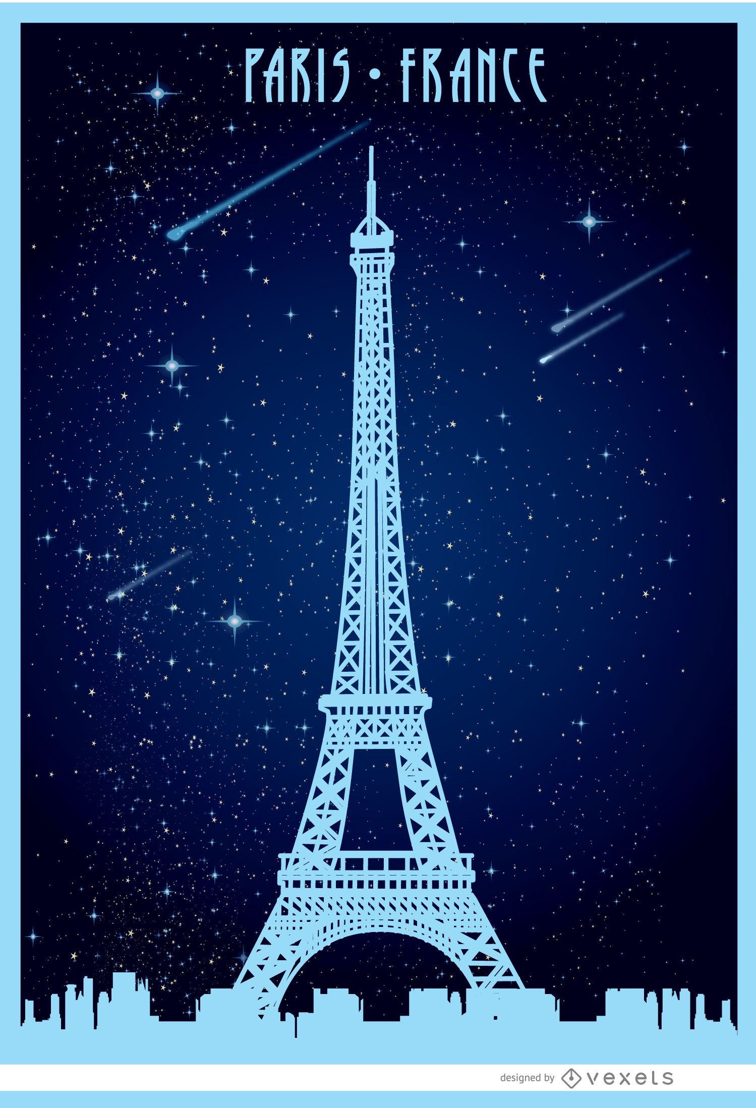 Paris Eiffel starry poster