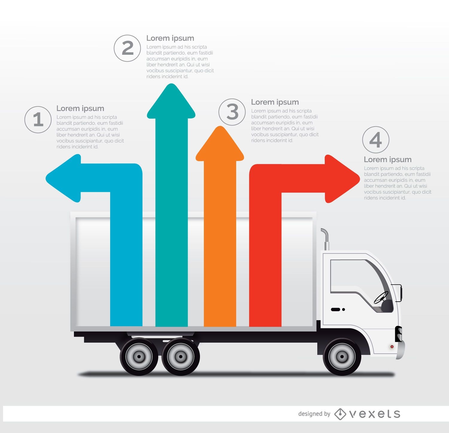 Caminhão infográfico de serviços de entrega