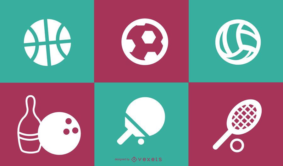 Iconos de deporte cuadrados retro plana Iconos de deporte cuadrados retro plana