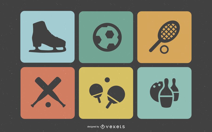 Flat Retro Squared Sport Icons Flat Retro Squared Sport Icons