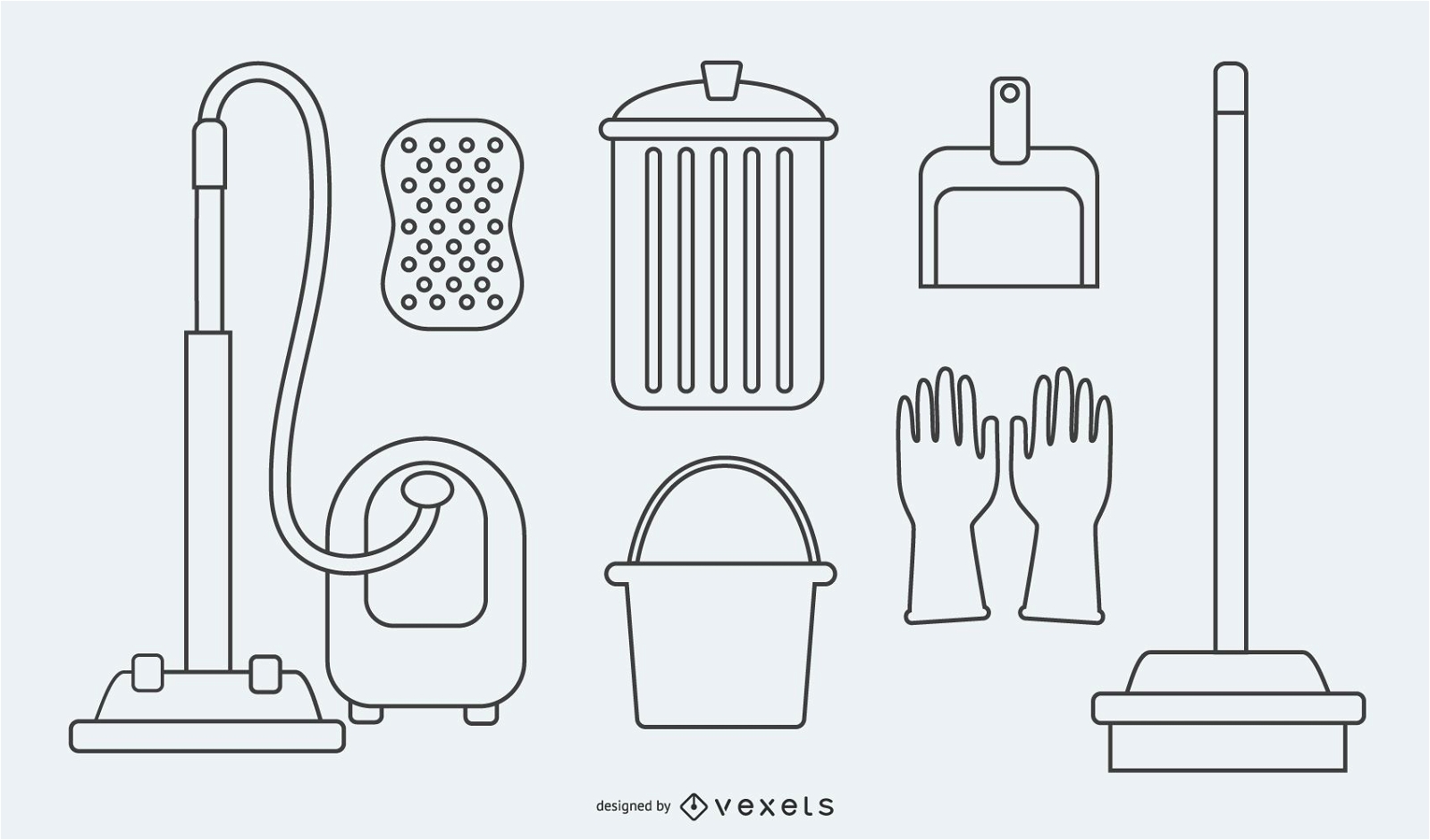 Dibujos animados de utensilios de servicio de limpieza