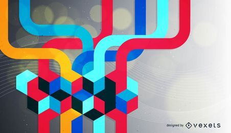 Fundo de cubos 3D de linhas coloridas