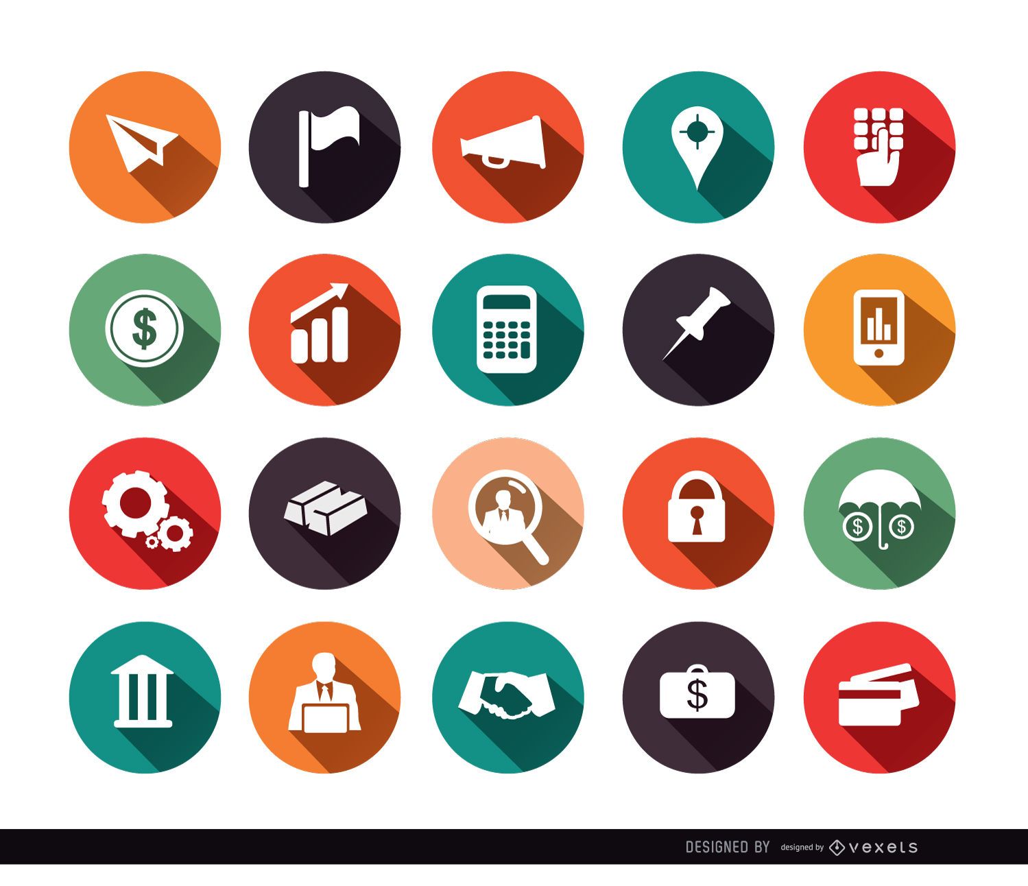 20 Financial Circle Icons - Vector Download