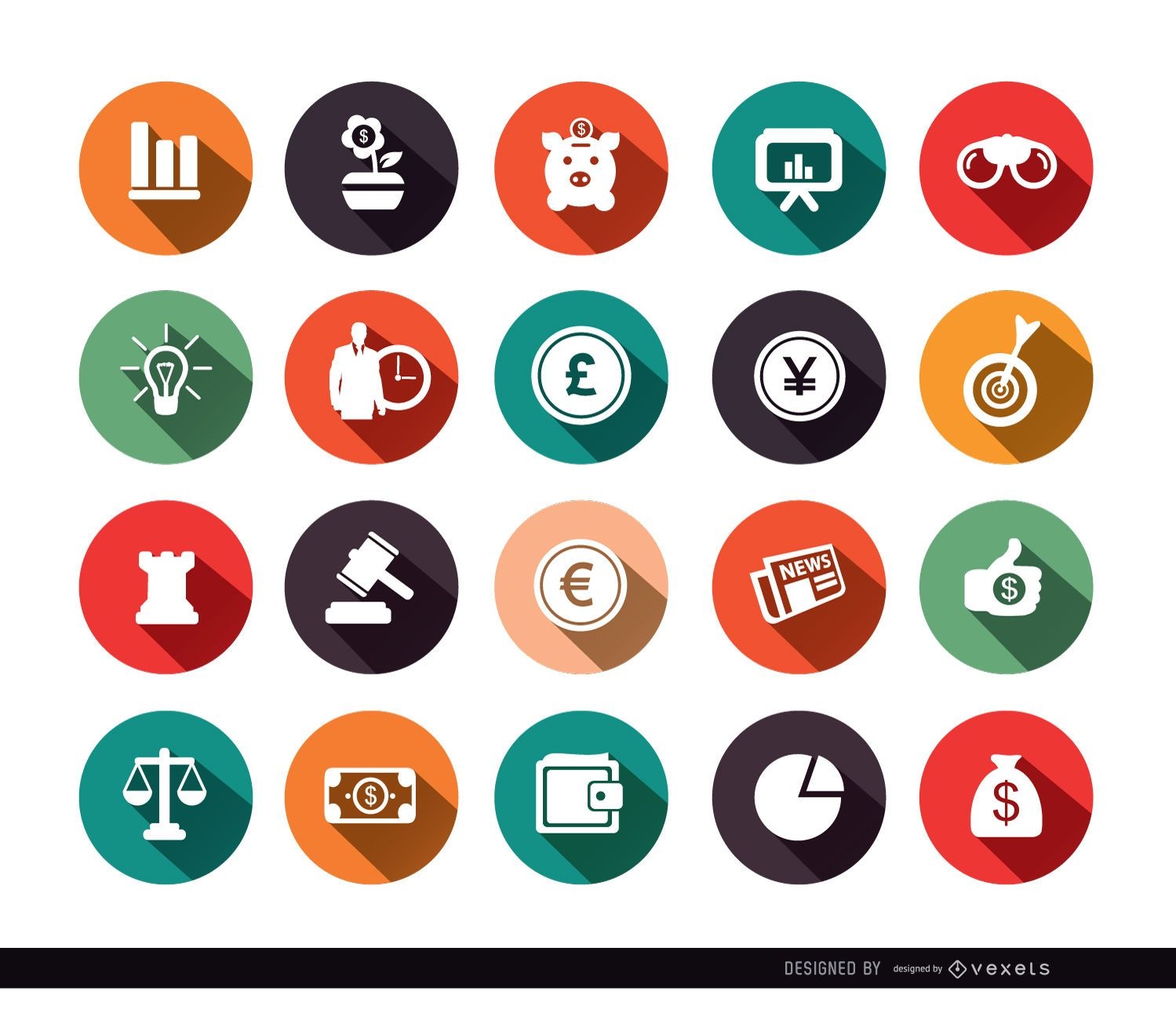 20 Economy circle iconss