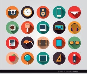 Desk objects circle icons