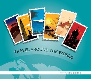Planet Travel Stamps