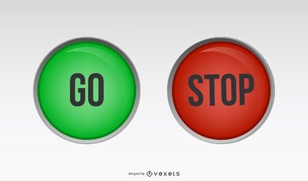 Botones rojo verde Stop Go