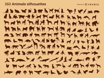 160 animal silhouettes