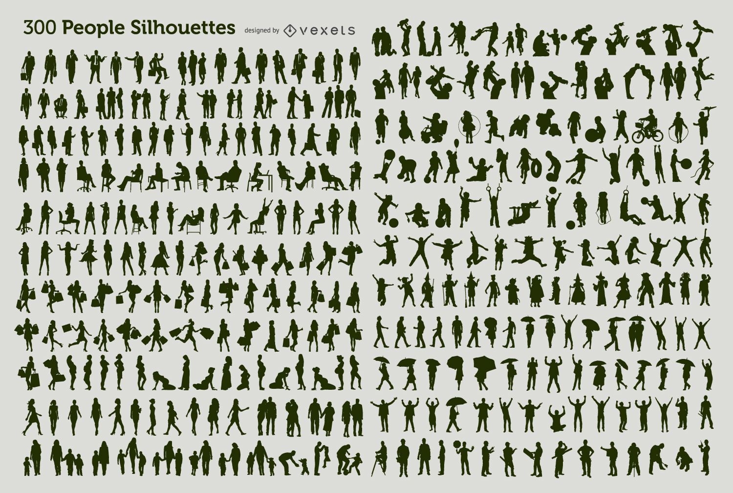 300 people silhouettes