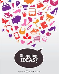 Cartaz de ícones de ideias de compras