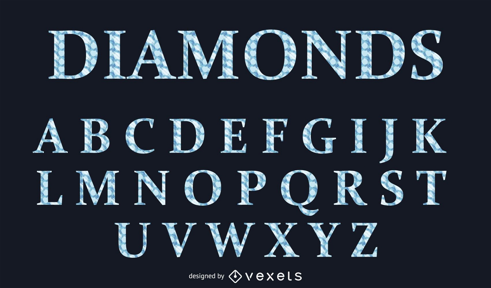 Tipo de letra alfabético estilo diamante