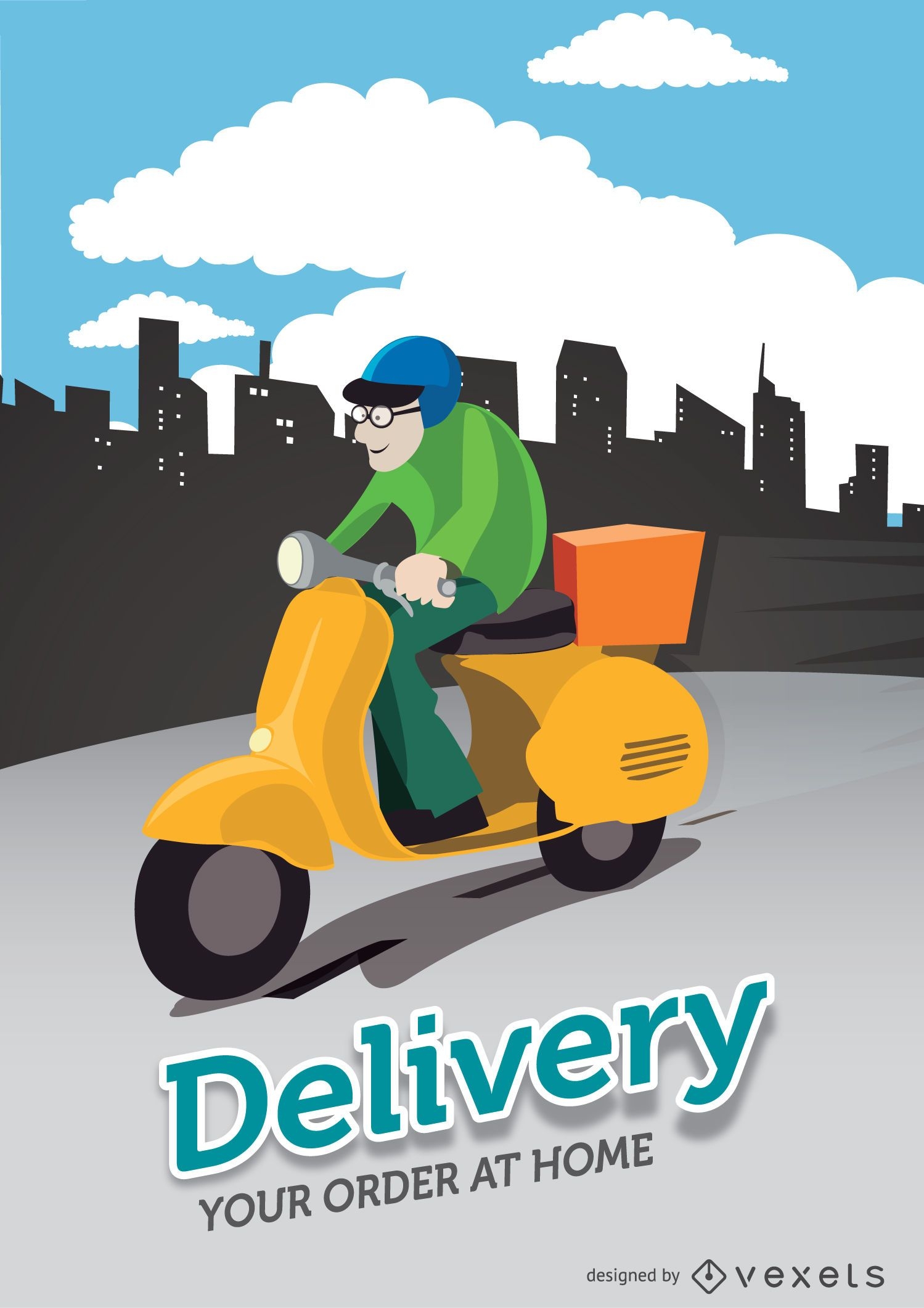Delivery motorcyclist city