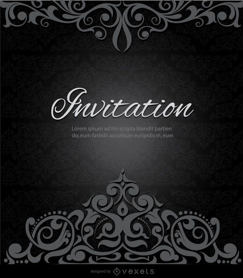 Invitación corona negro remolinos Invitación corona negro remolinos