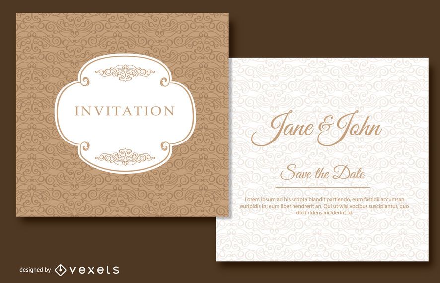 Brown swirls wedding invitation Brown swirls wedding invitation