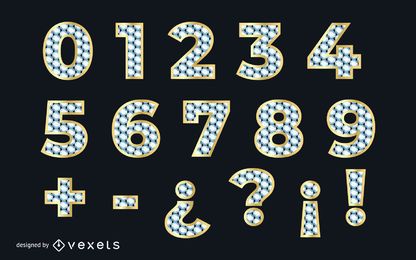 Diamond Textured Numerical Golden Font Diamond Textured Numerical Golden Font