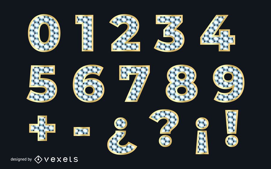 Diamond Textured Numerical Golden Fuentes Diamond Textured Numerical Golden Fuentes