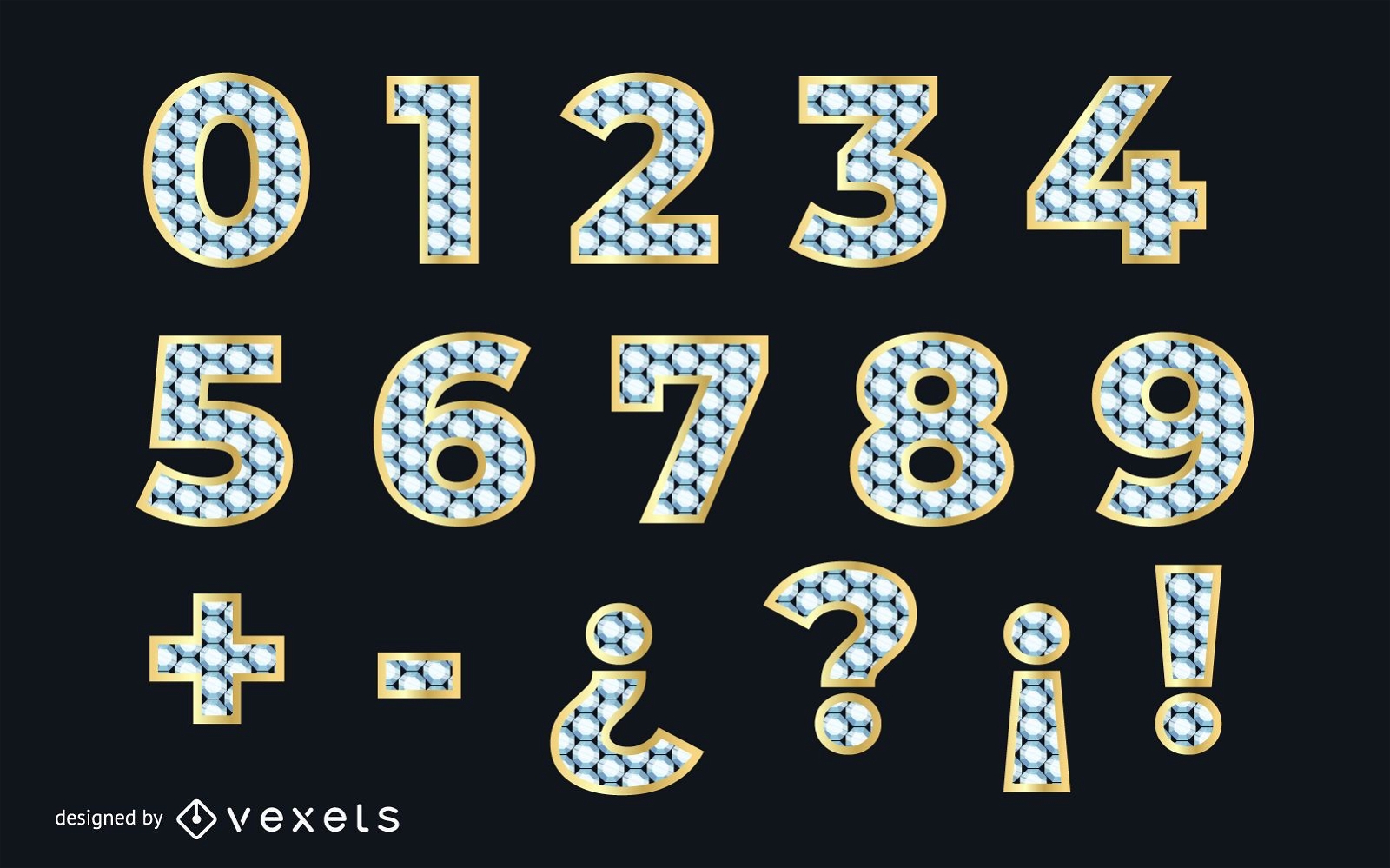 Diamond Textured Numerical Golden Font