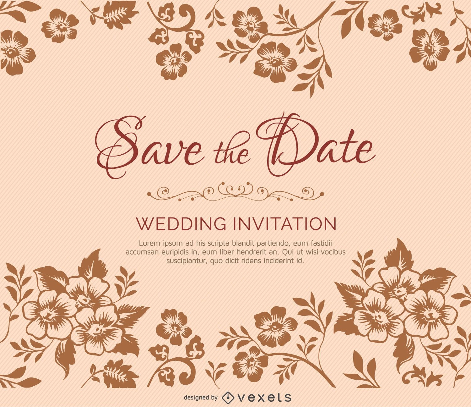 Flower branches marriage invitation